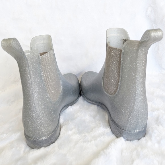 NIB J. Crew Chelsea Rain Boot in Silver Glitter - Picture 5 of 8